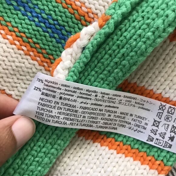 Zara Green Colorful Striped Cotton Cropped Backless Knit Halter Top - S - Picture 5 of 6